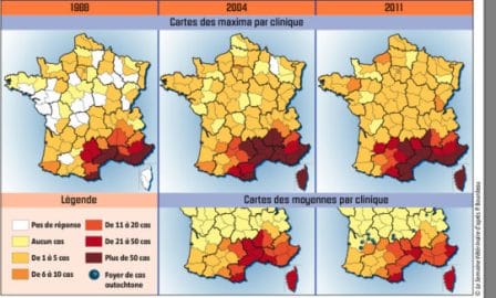Répartition de la leishmaniose en France